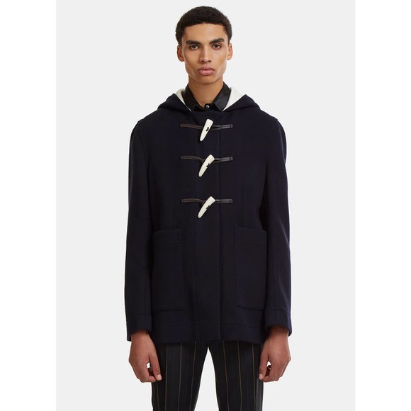 Wales Bonner Duffle Toggle Melton Virgin Wool With Hoodie Coat Made In England - Picture 4 of 13